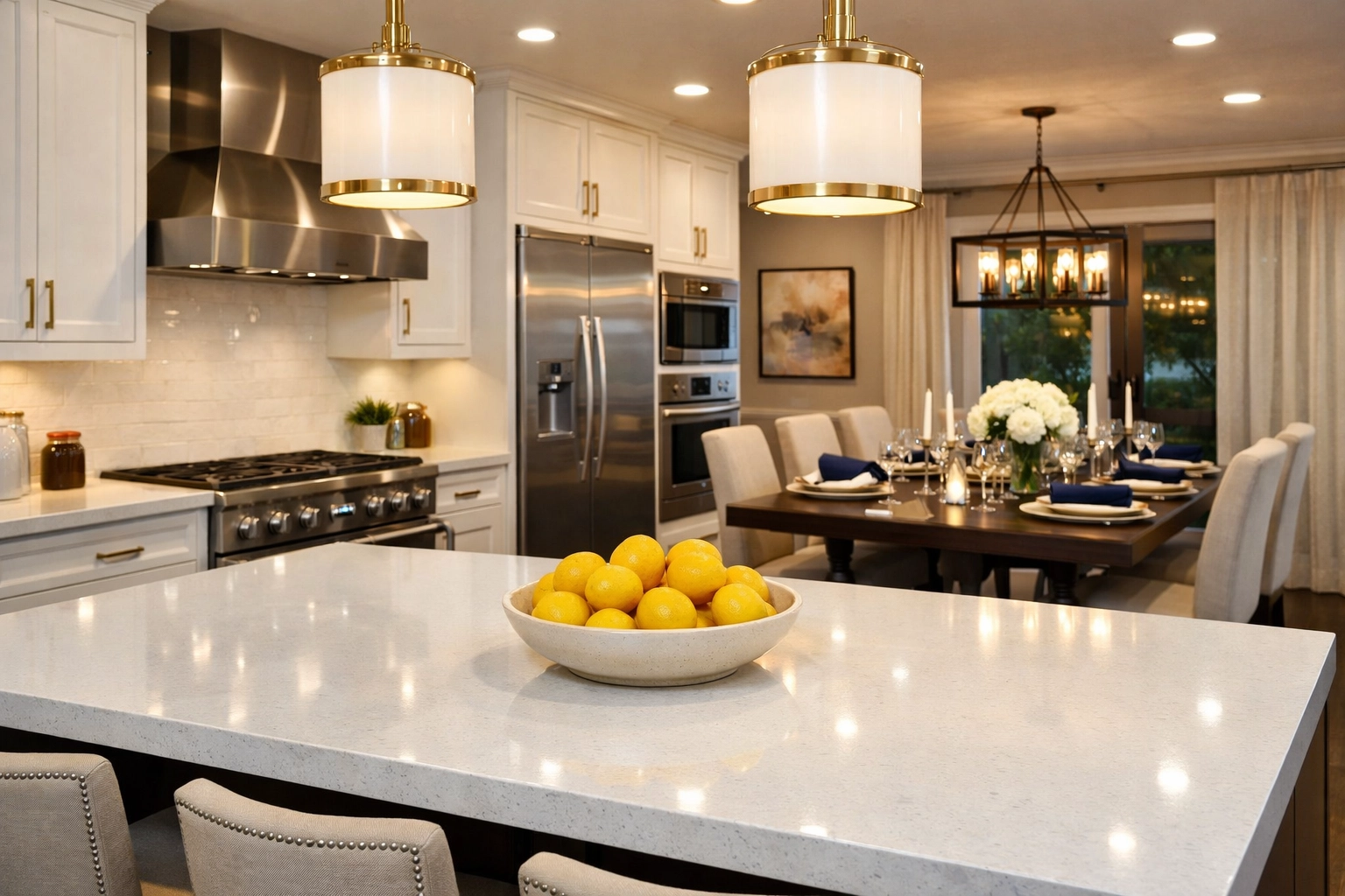 Immaculate modern kitchen and dining area in Dunstable after professional house cleaning.