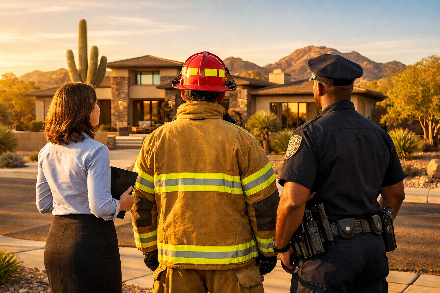 Buckeye teachers, firefighters, and police officers looking at a modern home for the HELPER Act program. Buckeye teachers, firefighters, and police officers looking at a modern home for the HELPER Act program.