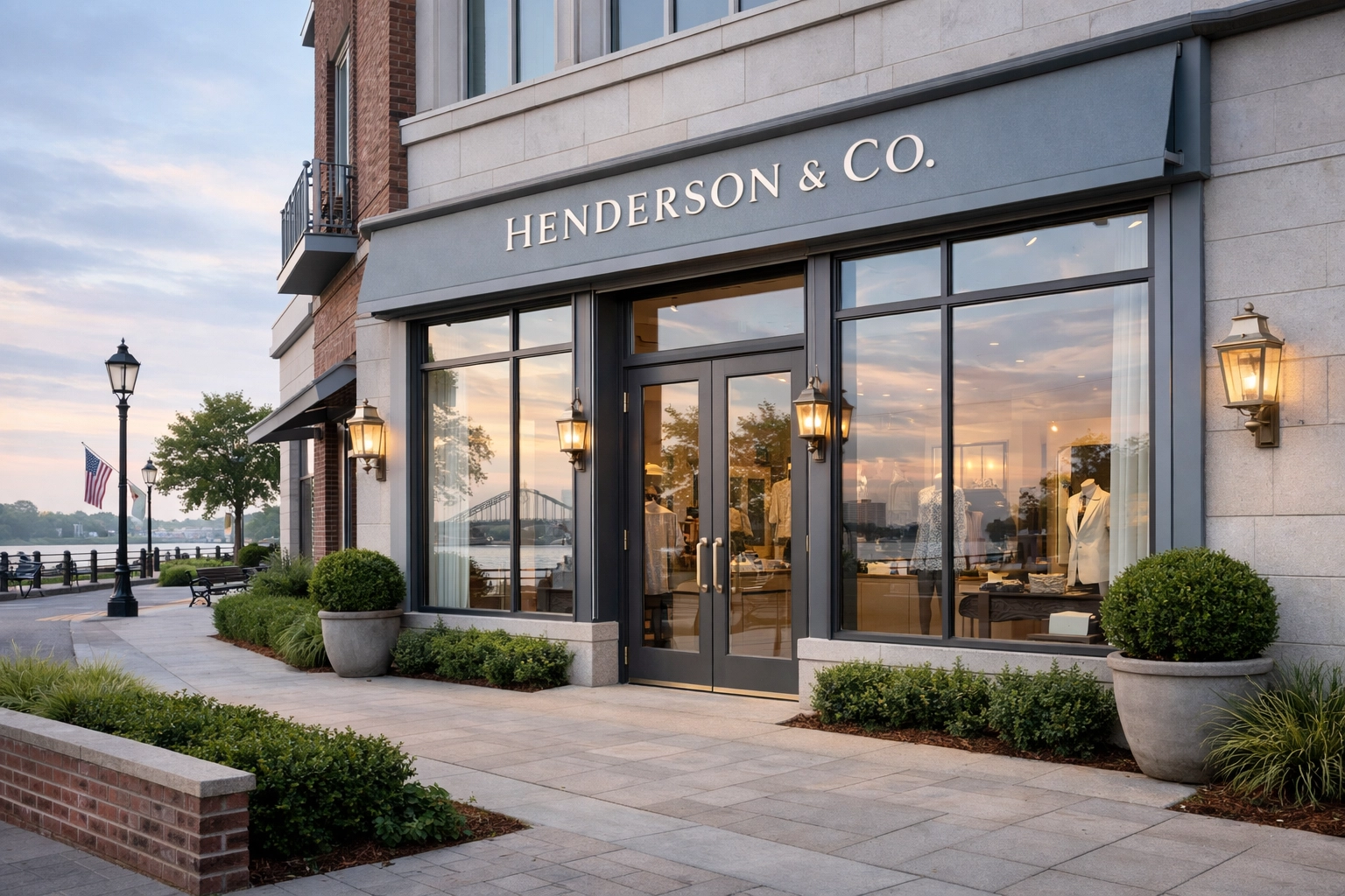 Modern storefront in Wilmington North Carolina representing brand value and business goodwill during a sale.