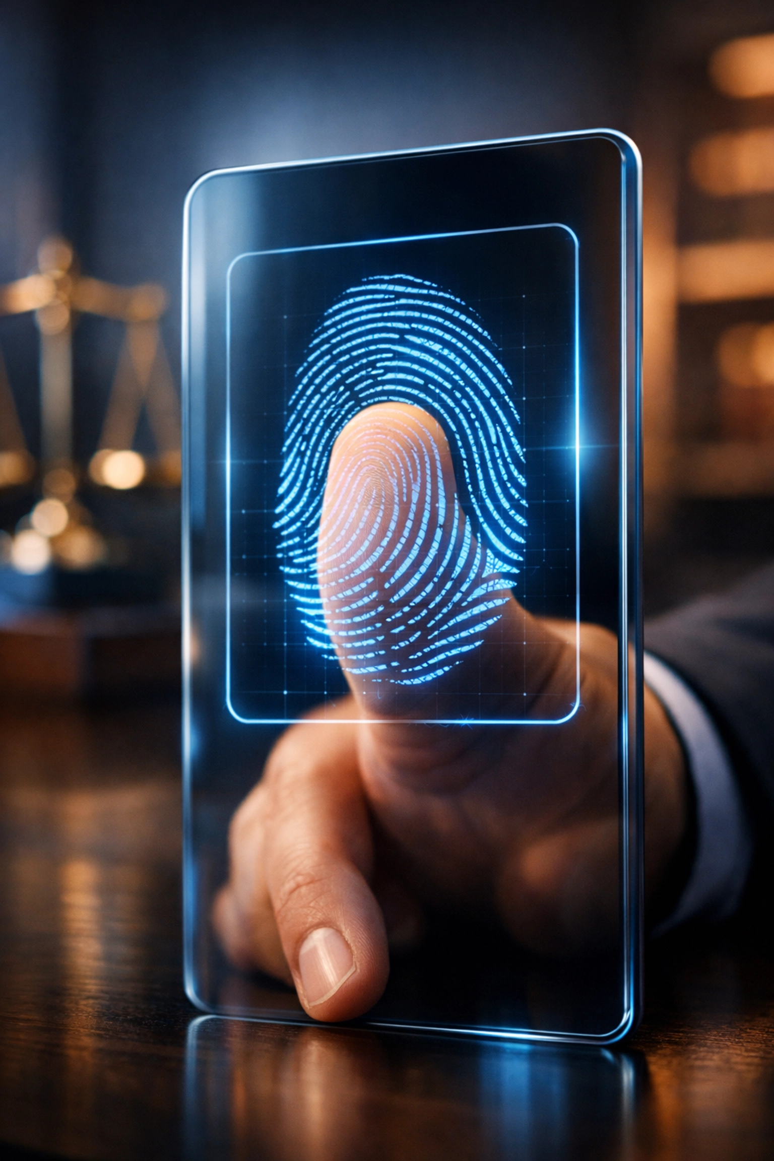 Biometric fingerprint scanning for secure identity verification during property registration in India.
