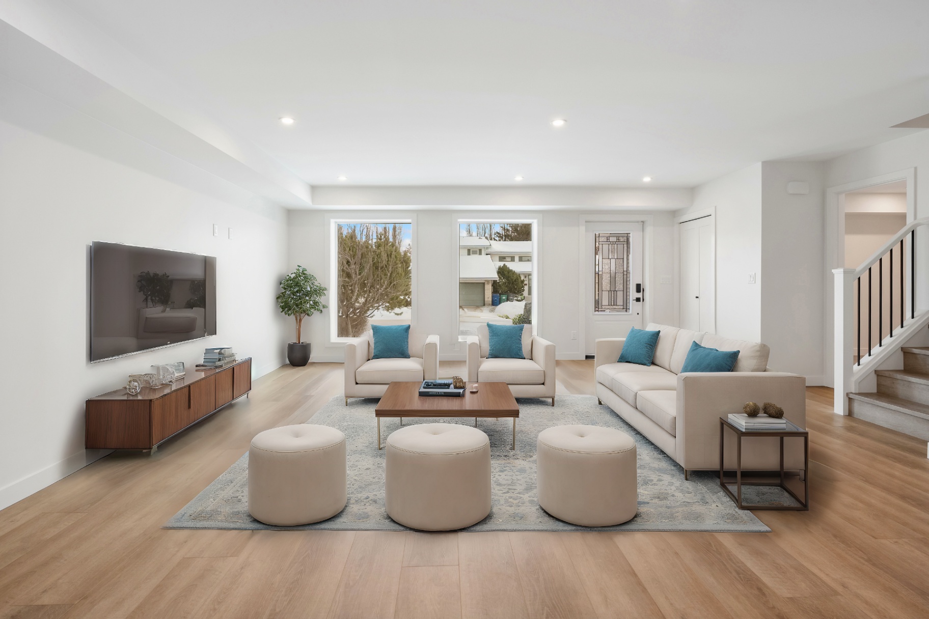 Bright, modern living room