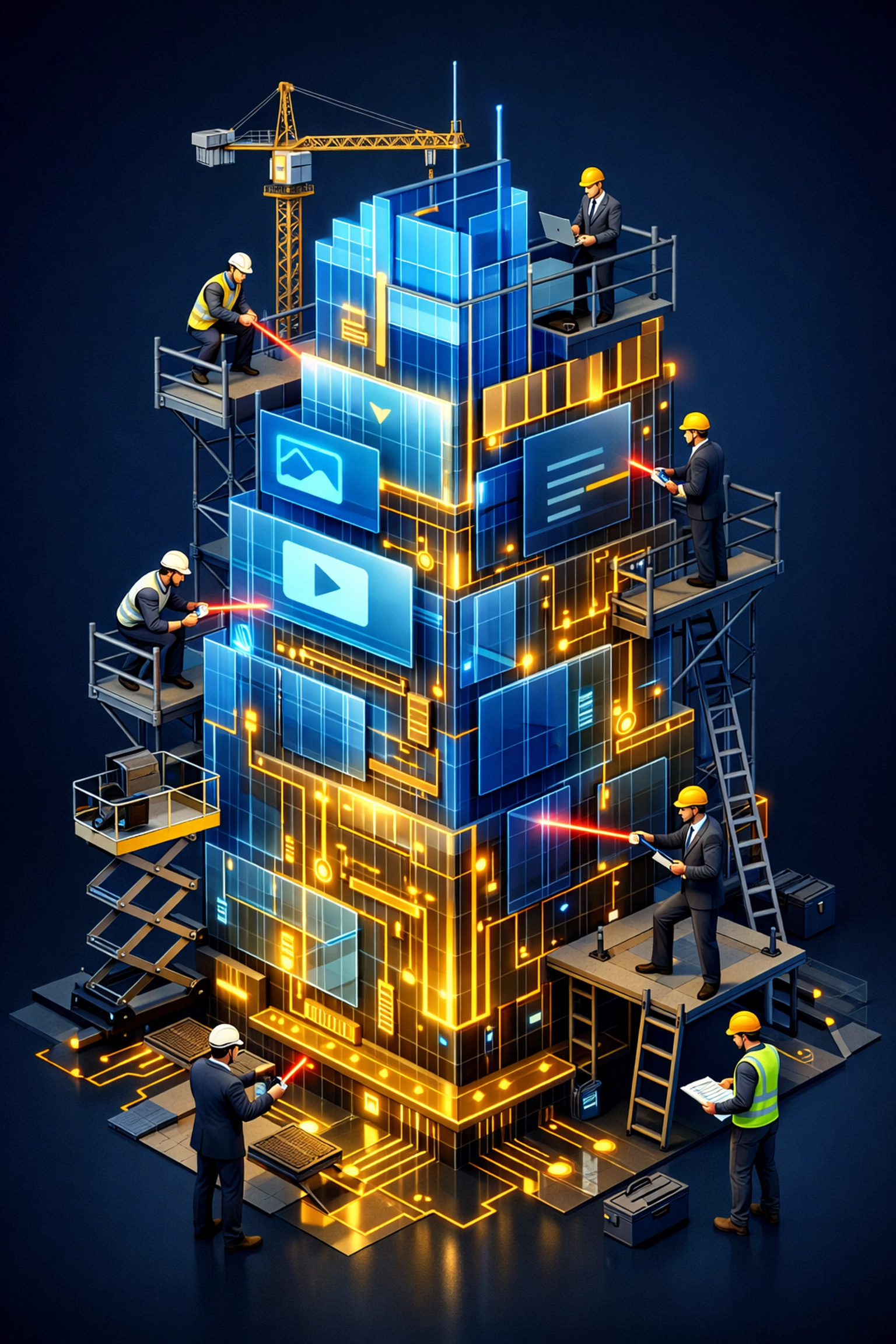 Expert web designers building a custom website structure for a professional contracting firm.