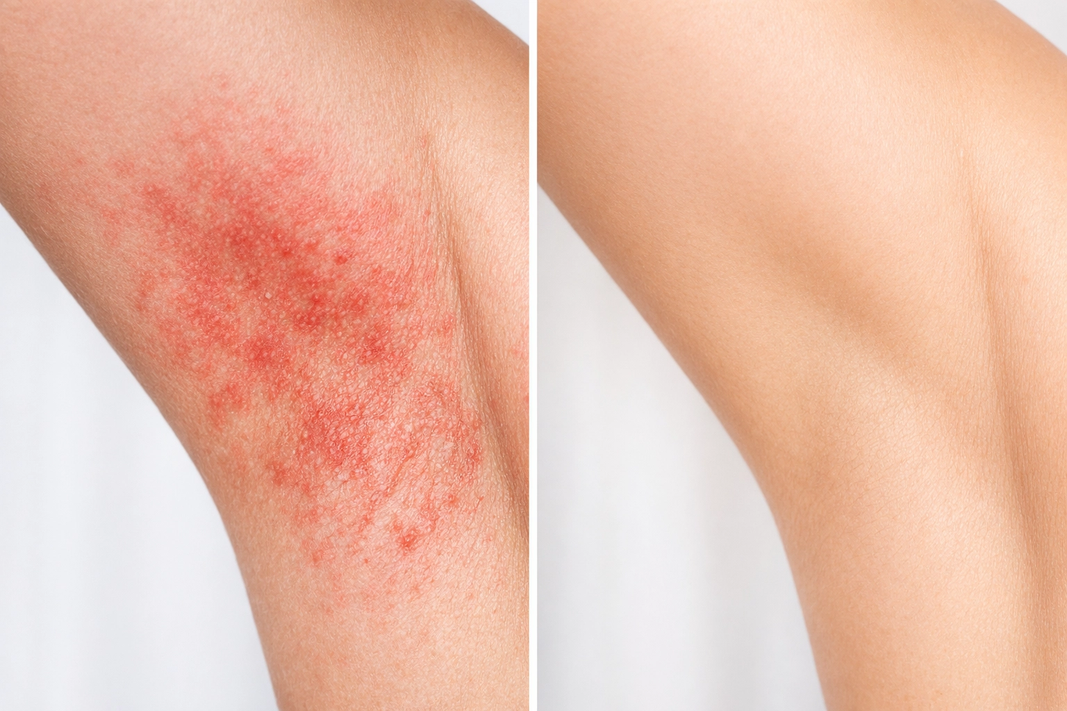 Clayer vs Native deodorants: irritated underarm skin versus smooth healthy skin