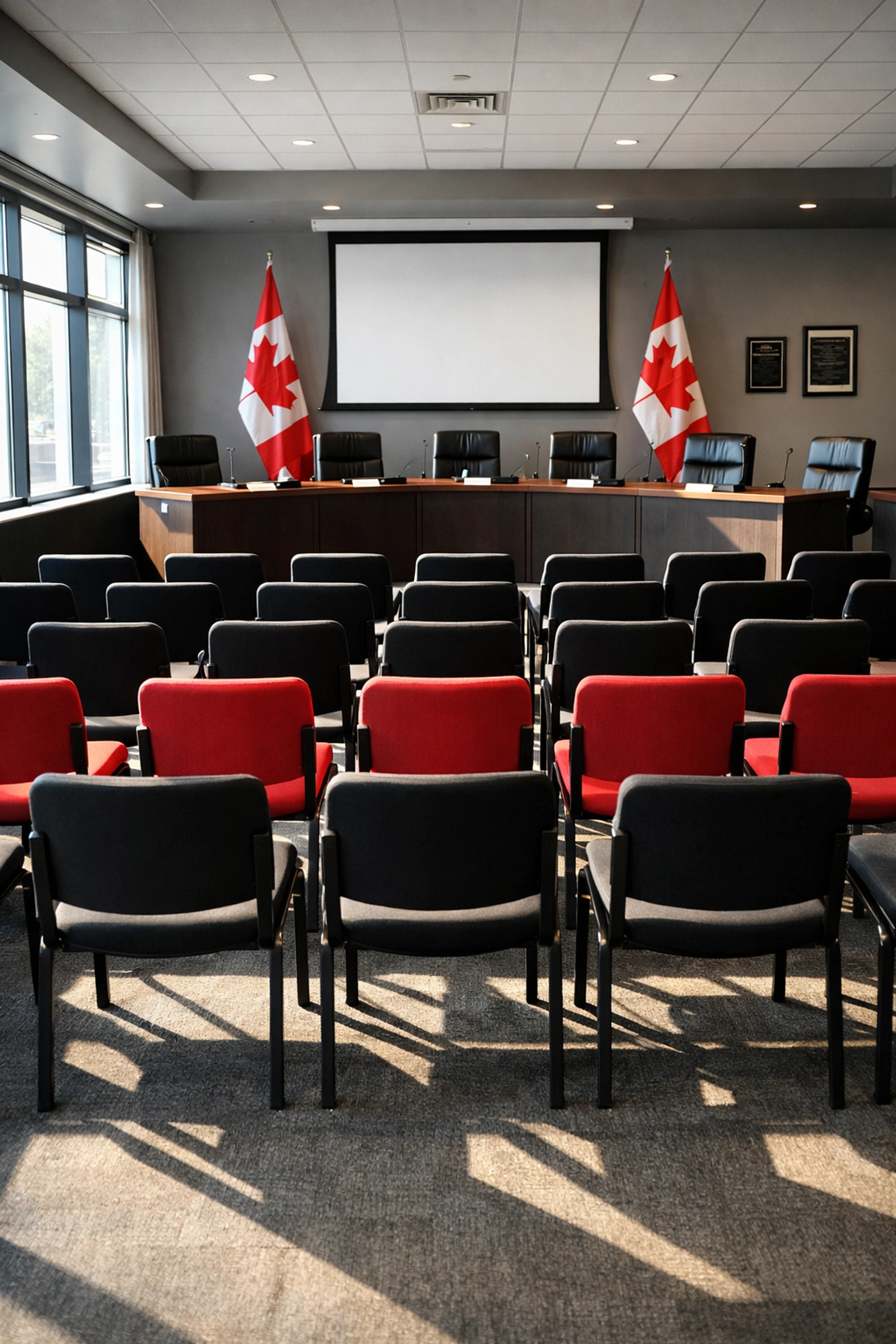 Community meeting room setup for Lord Selkirk-West Kildonan committee in Winnipeg