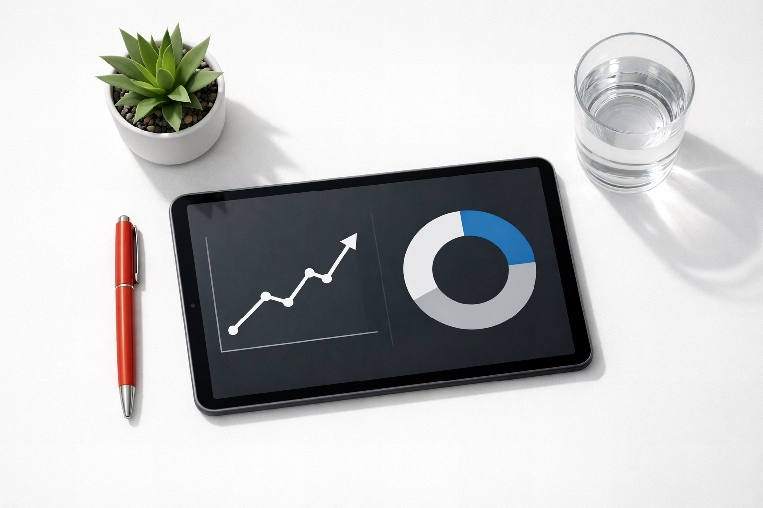 Tablet chart showing ICHRA adoption growth and high employer retention trends in health benefits