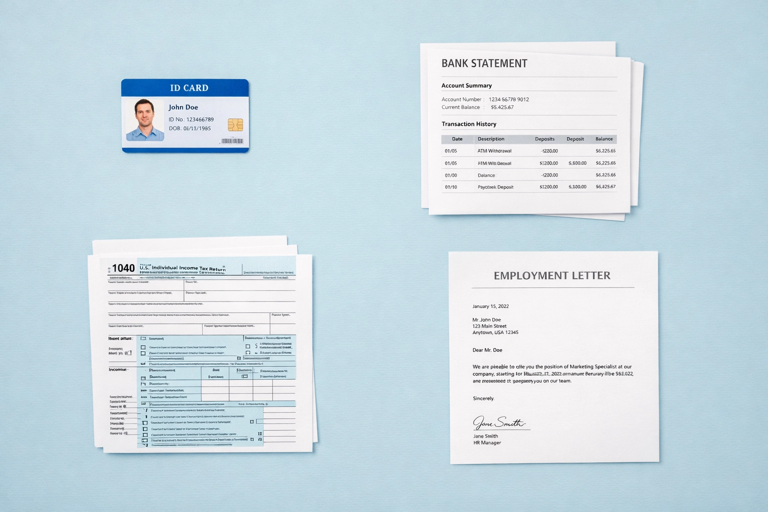 Documentos necesarios para solicitar hipoteca: ID, estados de cuenta y declaraciones