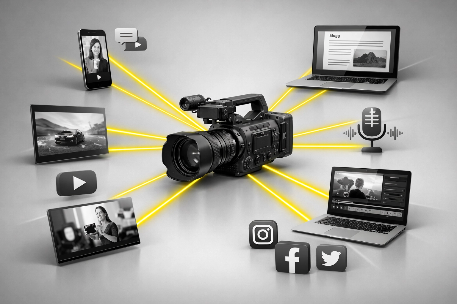 Video content multiplying across multiple devices and platforms for maximum marketing reach