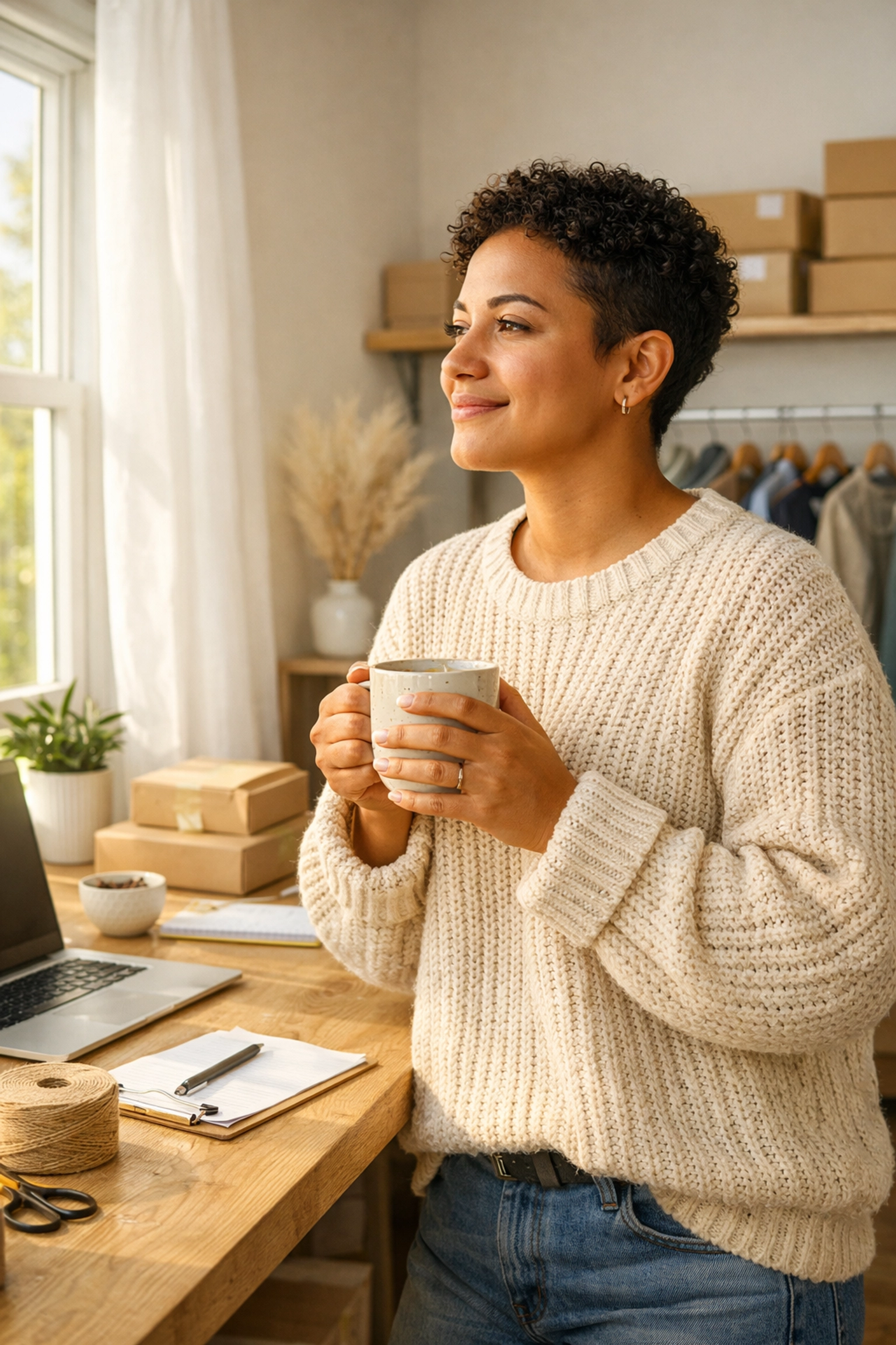 Small business owner feeling relieved about BOI reporting compliance and expert bookkeeping services.