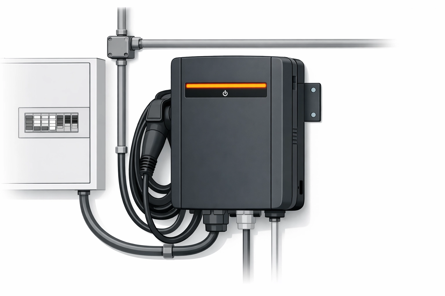 Moderne Wallbox Ladestation als Teil einer wertsteigernden Elektroinstallation im smarten Zuhause in Wien.