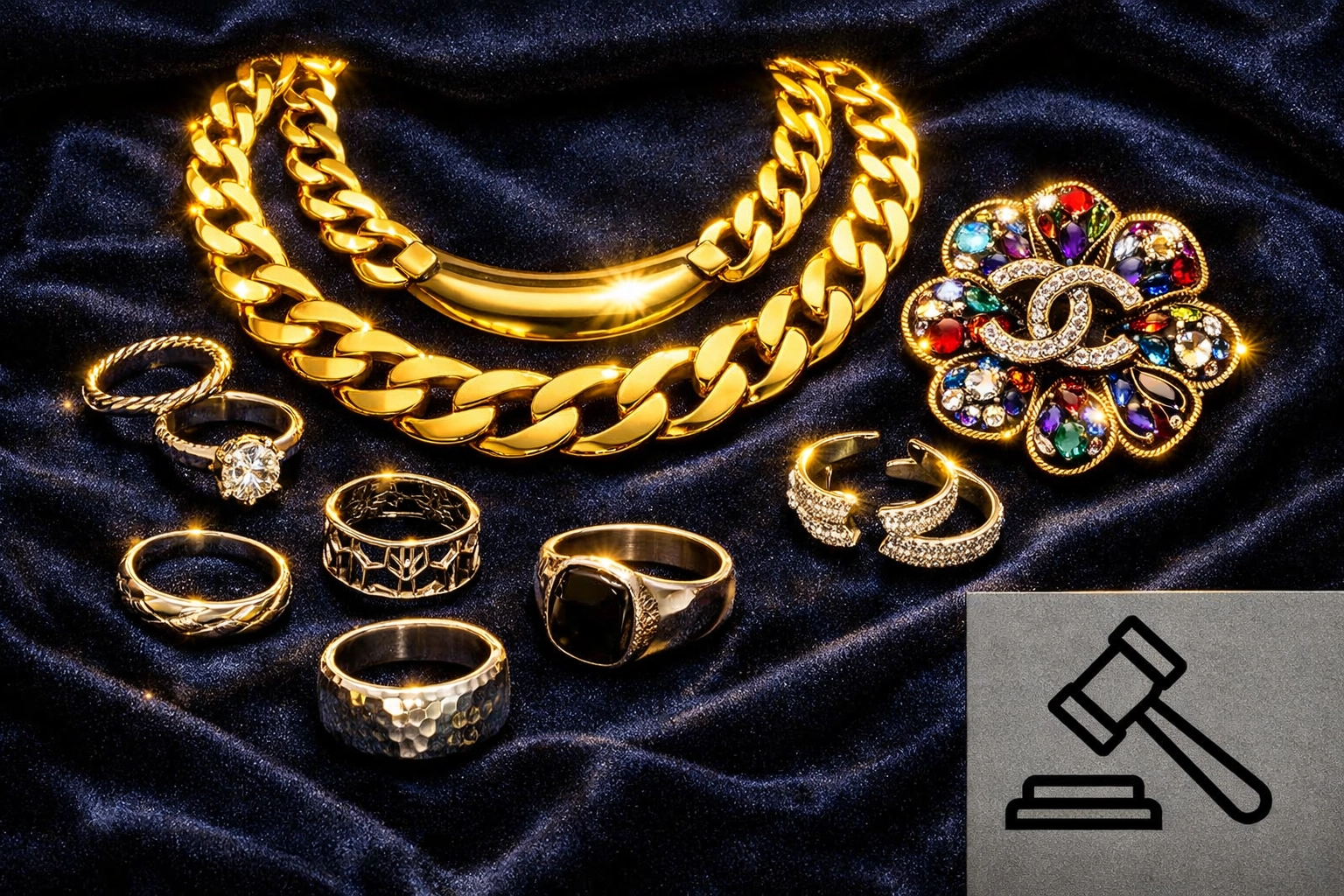 Gold and sterling silver jewelry sold through a professional online estate auction in Columbus Ohio.