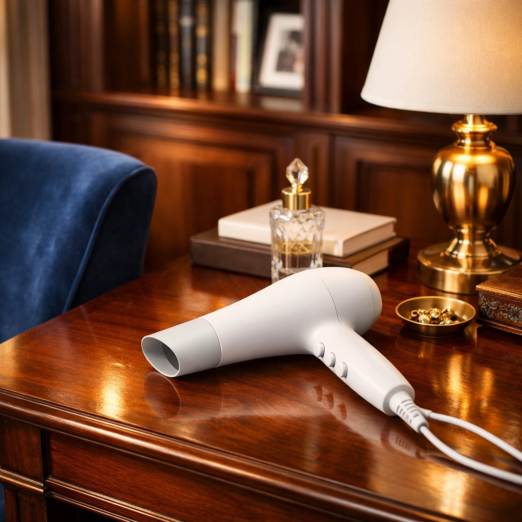 Removing candle wax from a mahogany table using a hairdryer to preserve fine furniture finishes.