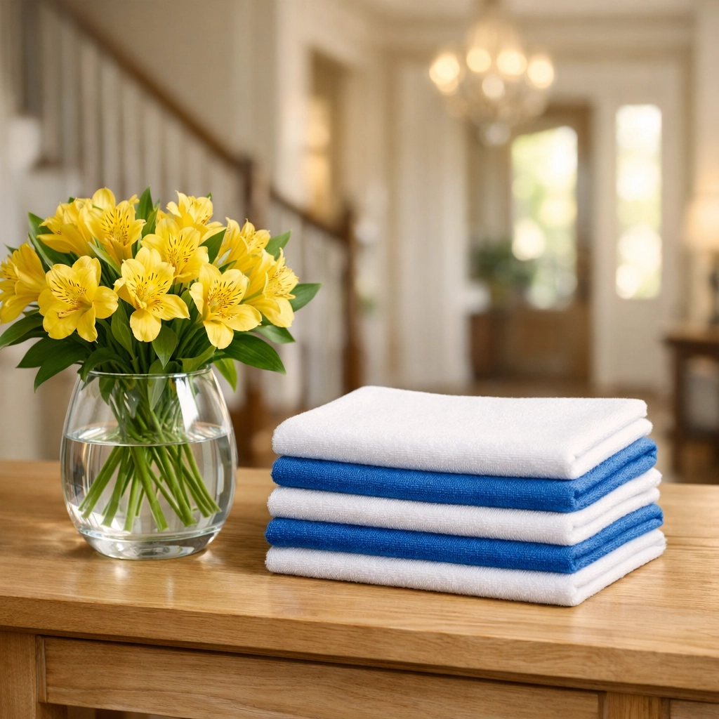 Specialty cleaning tools prepared for a detailed house cleaning in a Brewster home.