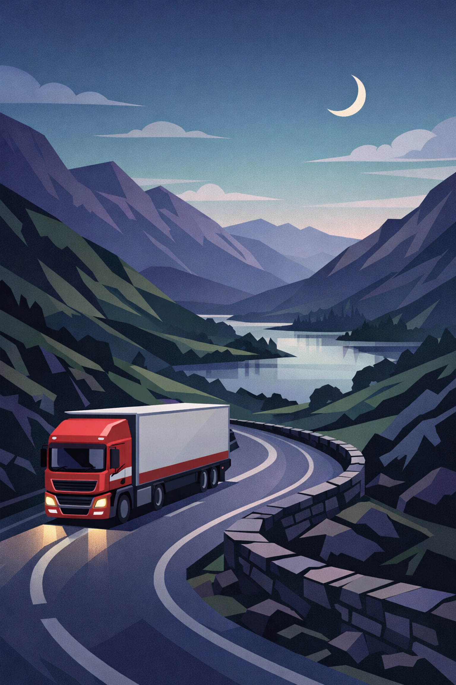 A Class 1 driver navigating a scenic HGV route through the Lake District mountains.