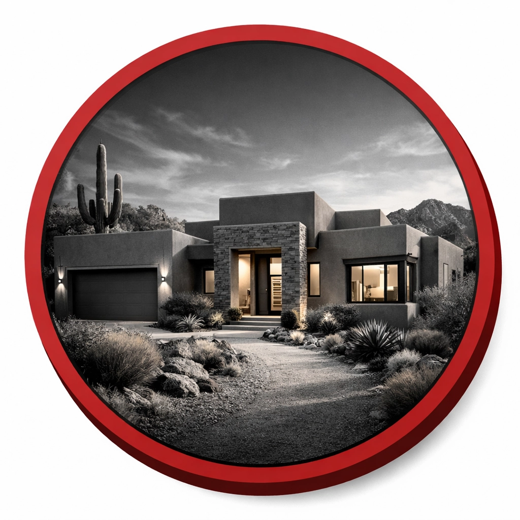 Modern stucco home in Coolidge AZ 85128 showing architectural areas where desert pests enter.