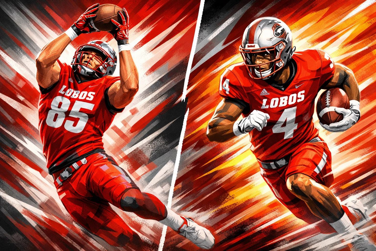 New Mexico Lobos receivers Joey Olsen and Troy Omeire making plays in game action