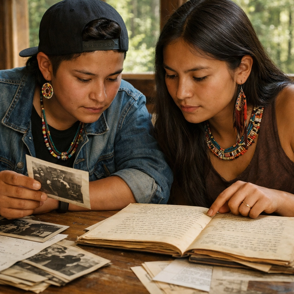 Indigenous LGBTQ+ activists researching historical archives to reclaim queer forest culture history
