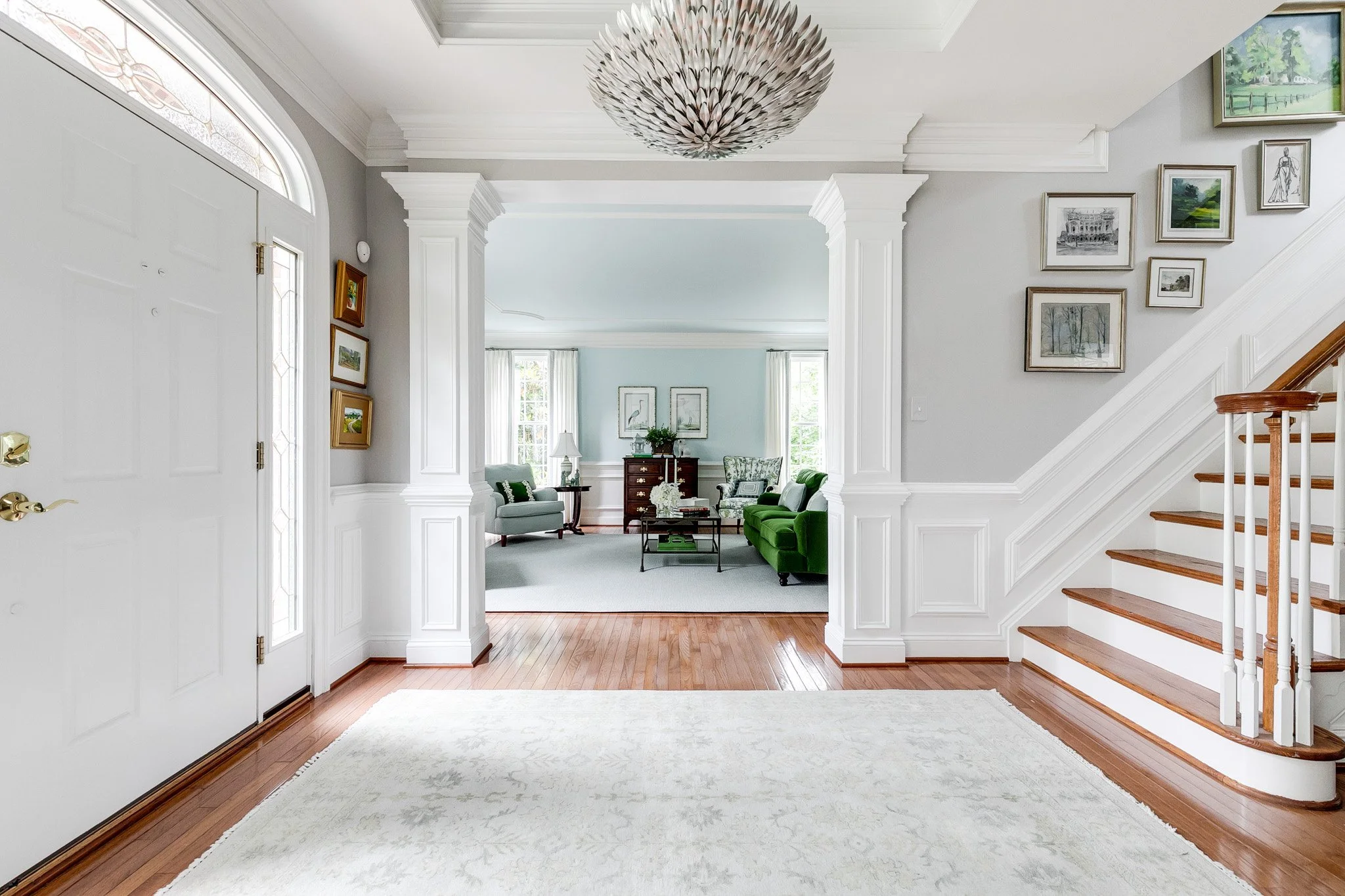 Bright Open Foyer and Formal Living Room