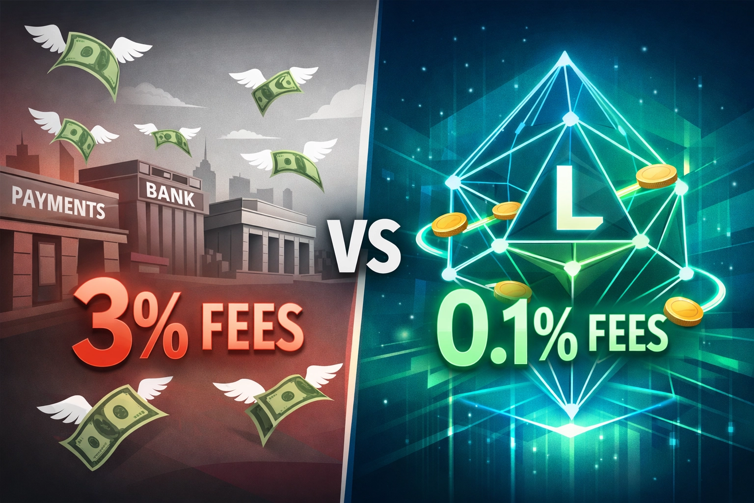 Traditional payment processor fees compared to Larecoin's lower crypto transaction costs