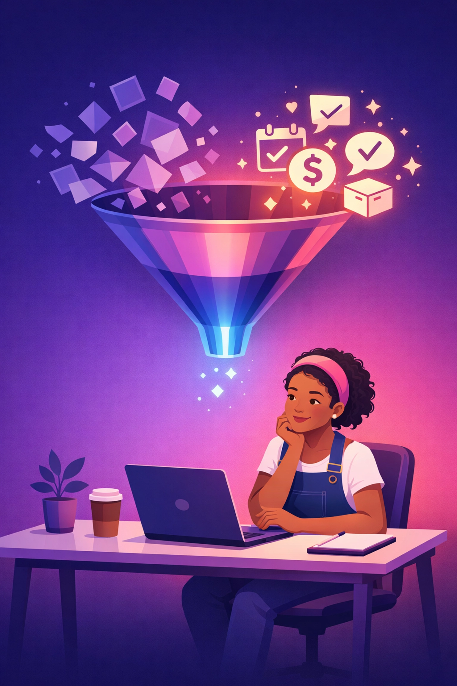 Small business owner using AI to automate repetitive tasks and organize daily workflow efficiently.