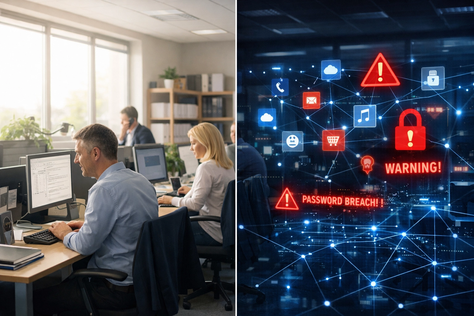Shadow IT risks in Connecticut office showing hidden cyber security vulnerabilities from unauthorized AI tools