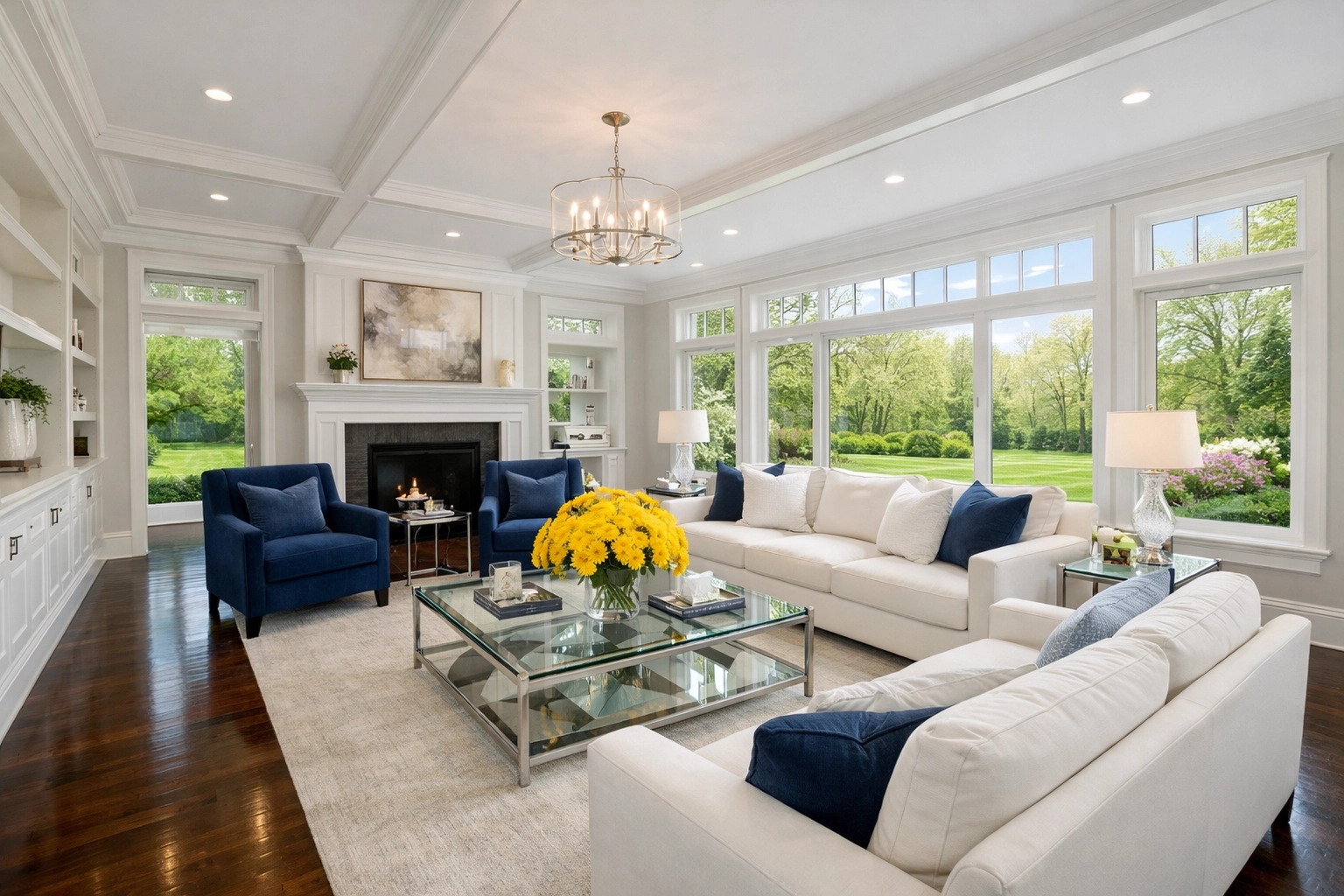 Reliable house cleaning service in Longmeadow results for a spotless luxury living room.