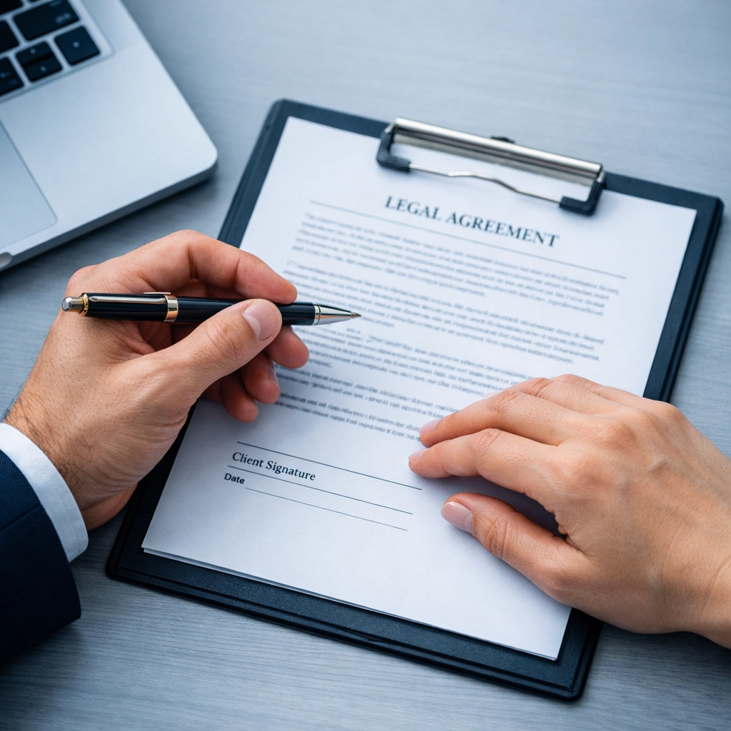 Attorney reviewing legal documents during free dog bite consultation