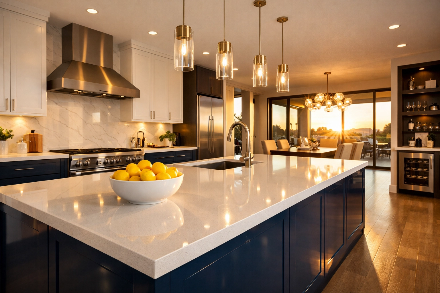 Spotless luxury kitchen showcasing the expert work of professional cleaners Bolton MA.