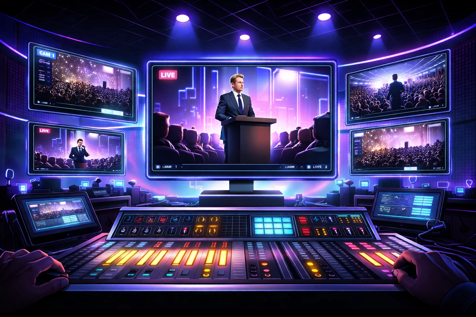 Professional livestreaming command center for political town hall events