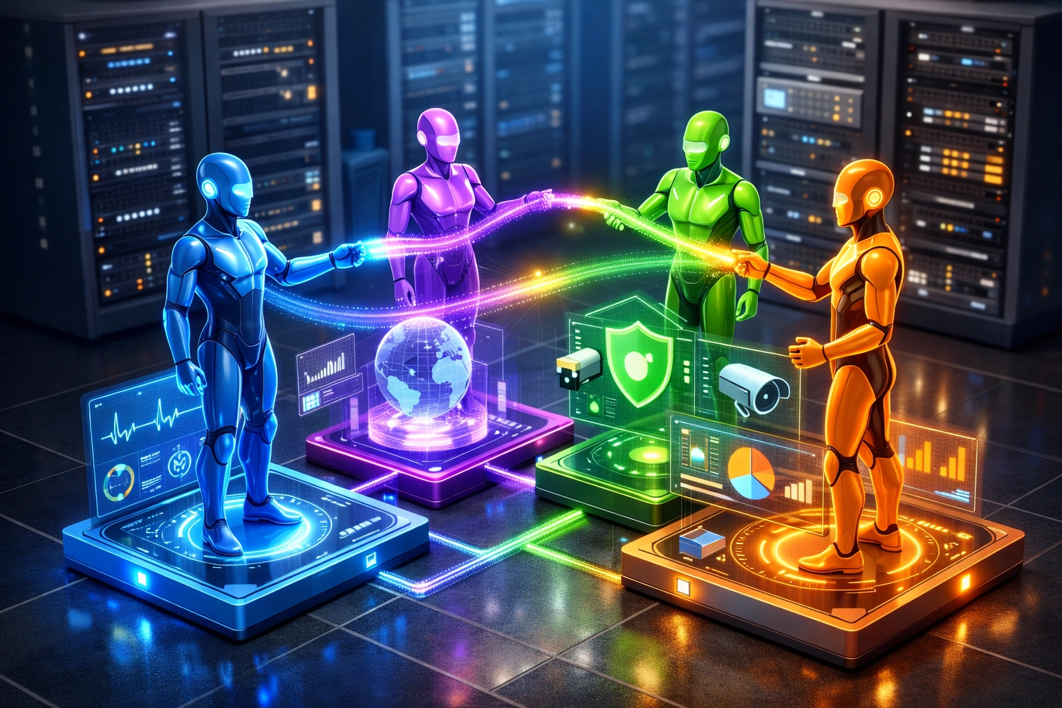 Multiple AI agents collaborating across ServiceNow ITOM monitoring systems and platforms