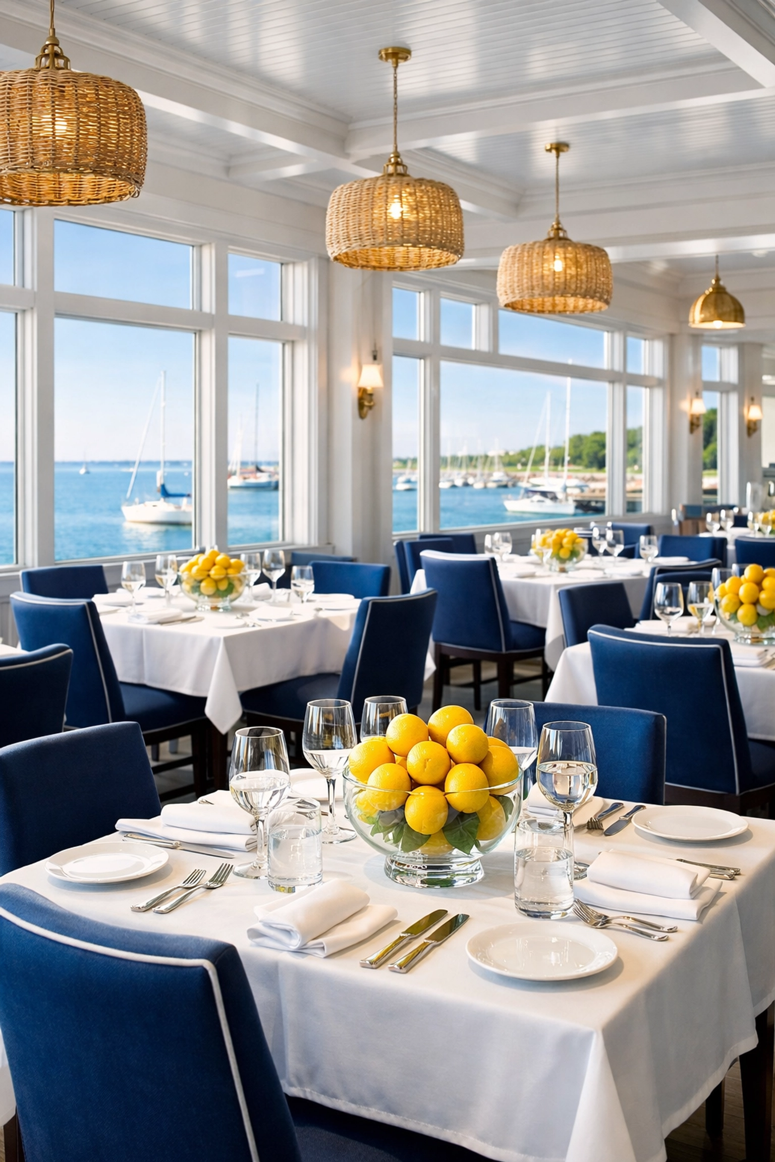 Sparkling clean coastal restaurant in Barnstable prepared for the busy summer tourism season.