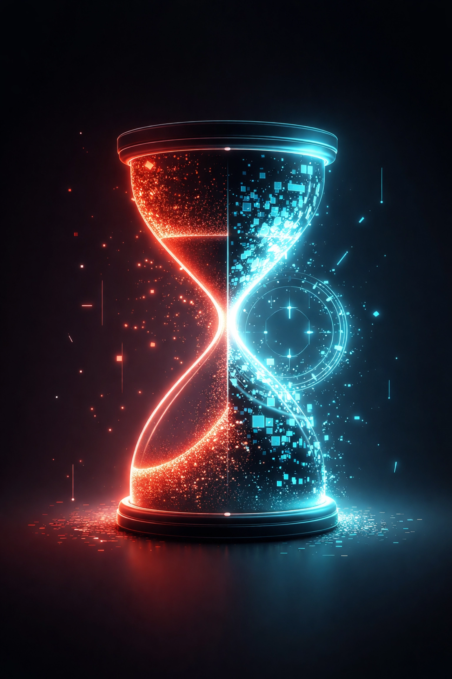 Hourglass shedding red sand symbolizing time saved by automating manual business processes