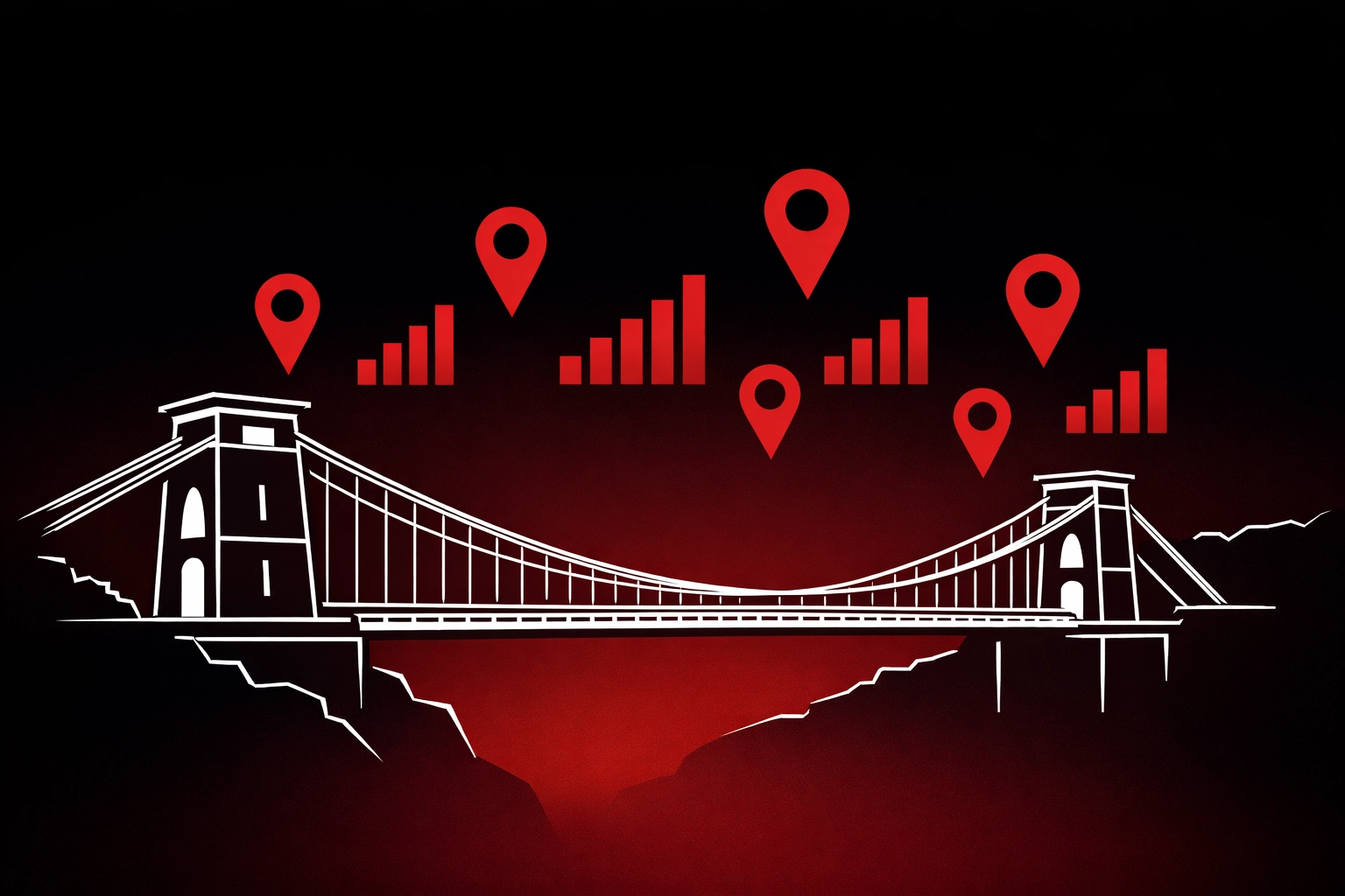 Modern illustration of the Clifton Suspension Bridge representing Bristol business growth and local SEO.