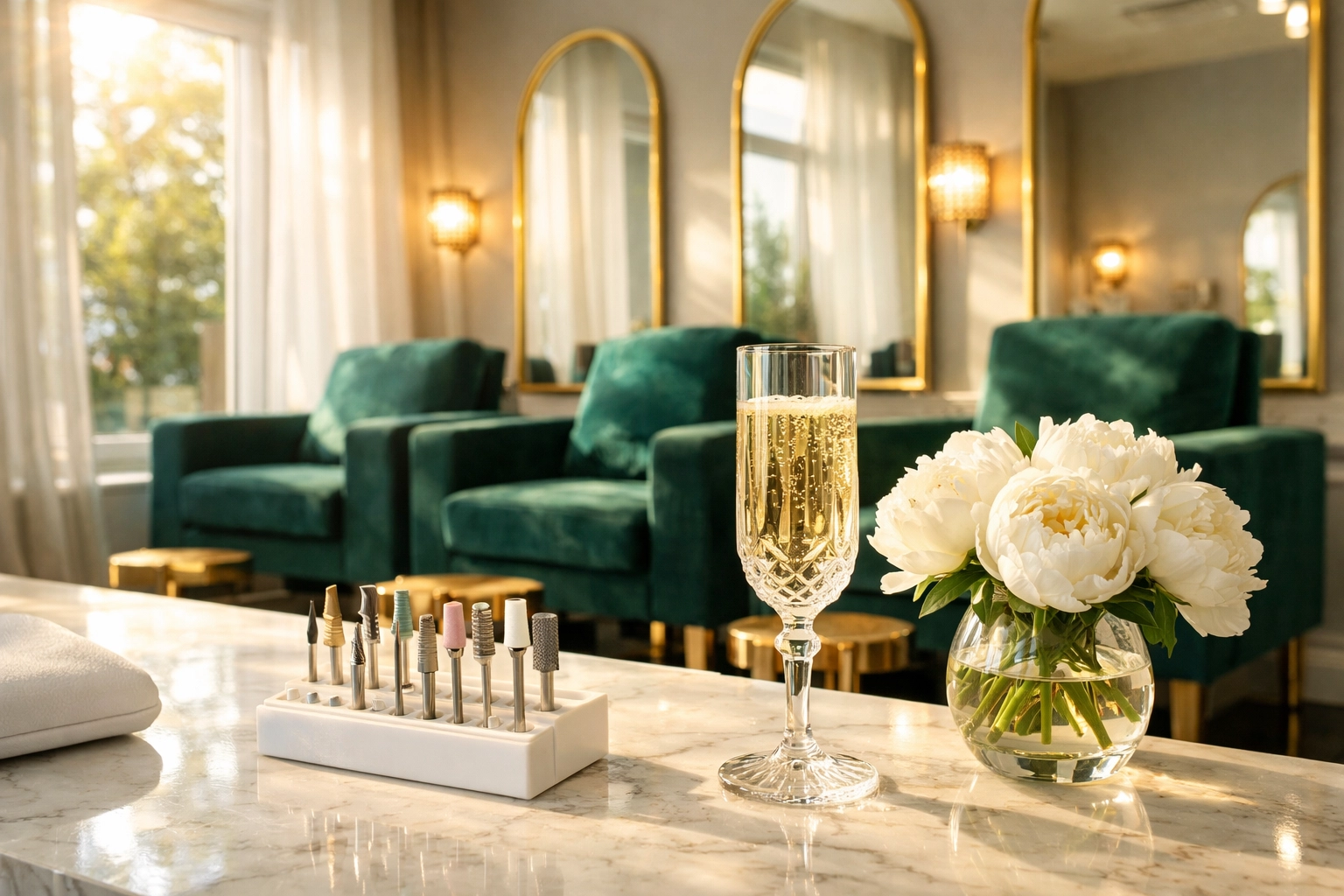 Luxury interior of an exclusive nail salon in Norwood MA specializing in Russian manicures.