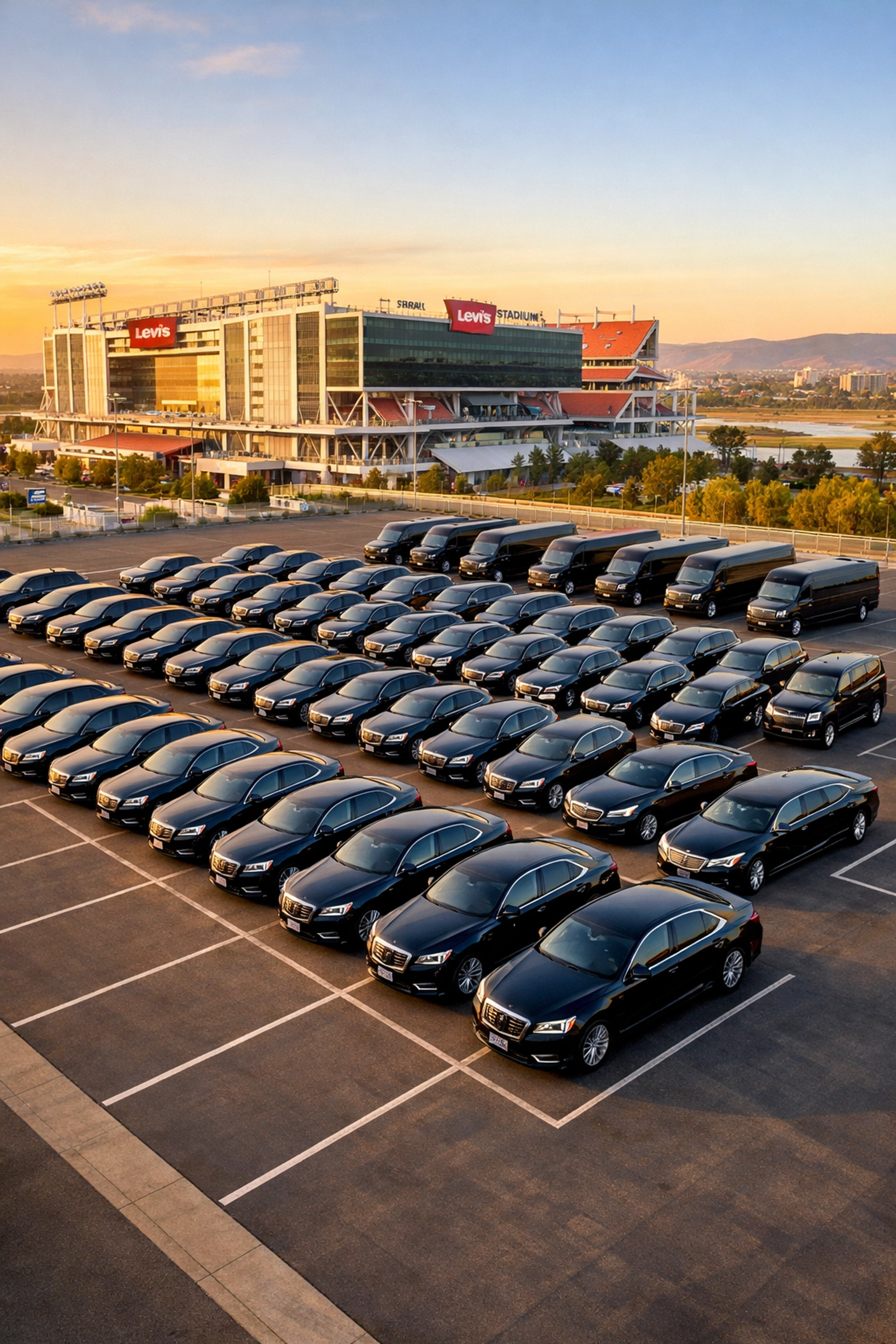 Fleet of luxury vehicles at Levi