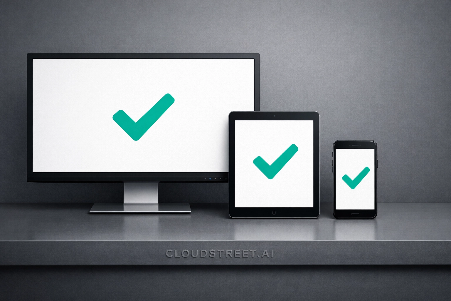 Desktop and mobile devices showing synchronized data for omnichannel B2B Commerce Cloud consistency.