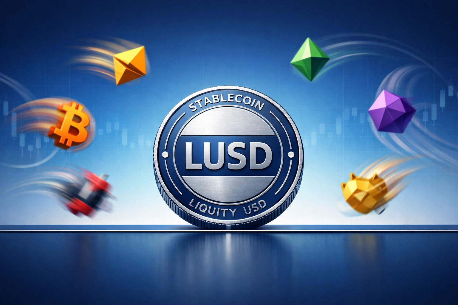 LUSD stablecoin maintaining price stability while volatile cryptocurrencies fluctuate wildly