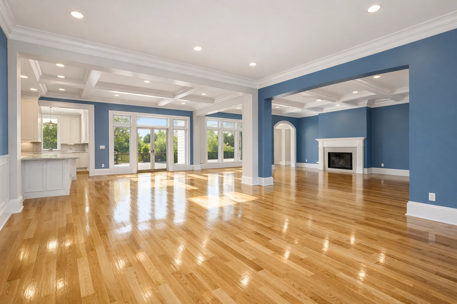 Sparkling clean living room in Franklin after professional post construction cleaning and debris removal.