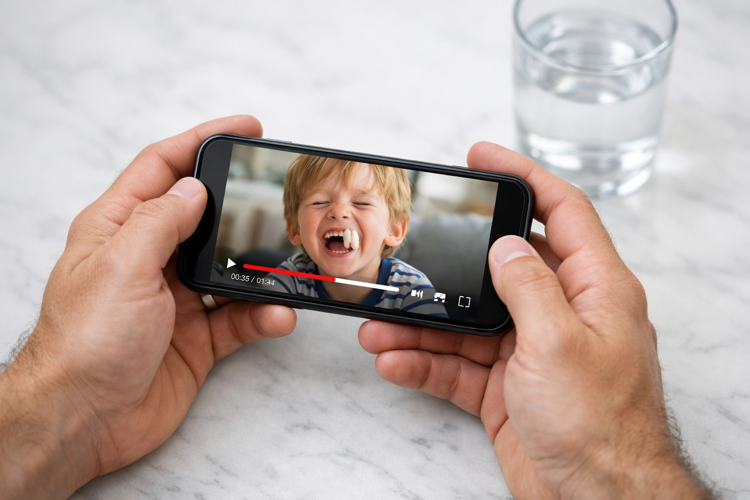 Father holding primary video evidence on a smartphone to fight procedural fraud in family law cases.