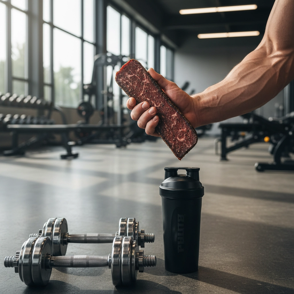 Biltong for gym recovery, high protein snacks, healthy meat snacks
