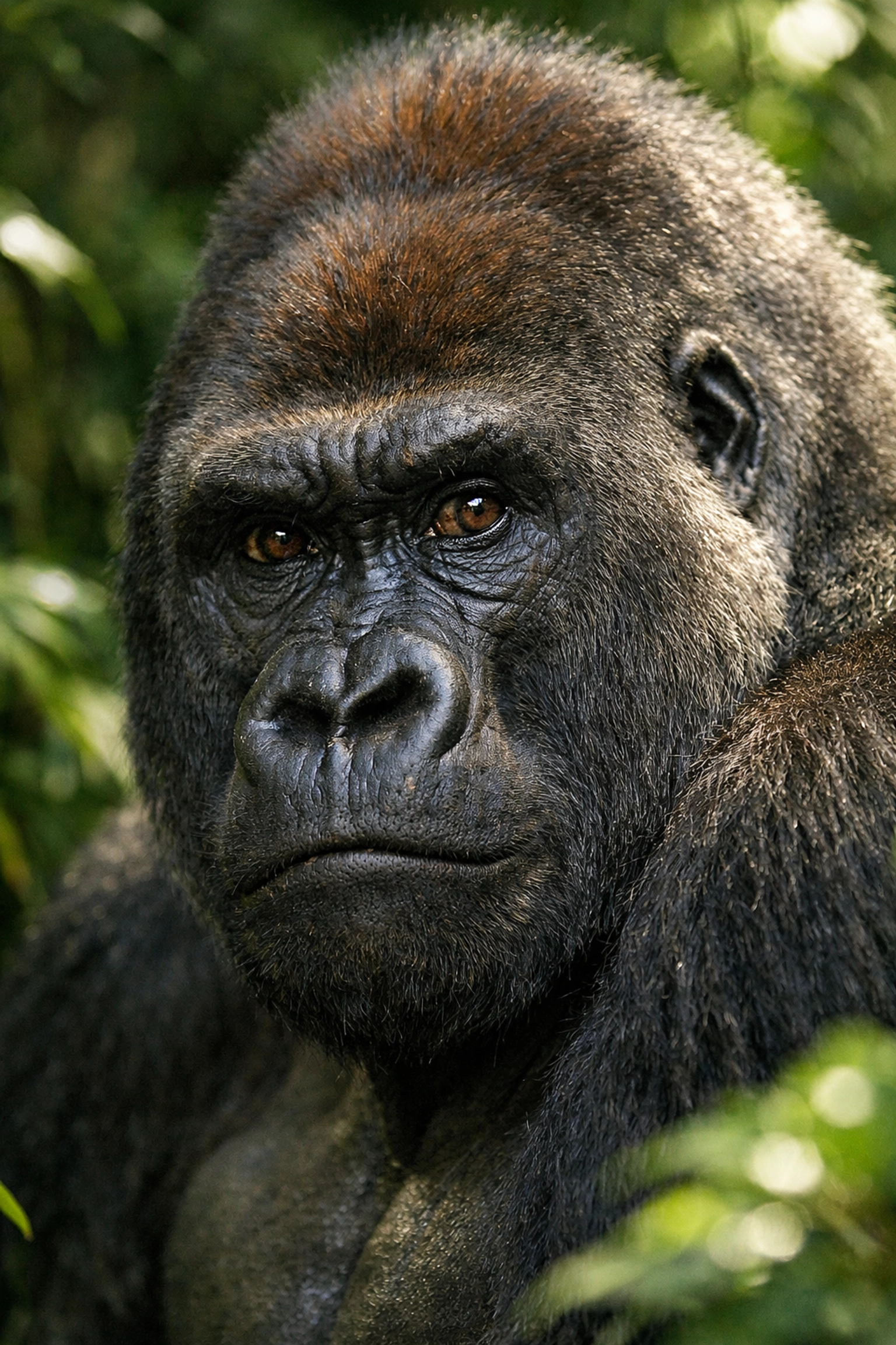 Close-up portrait of a silverback gorilla illustrating the impact of professional wildlife photography.