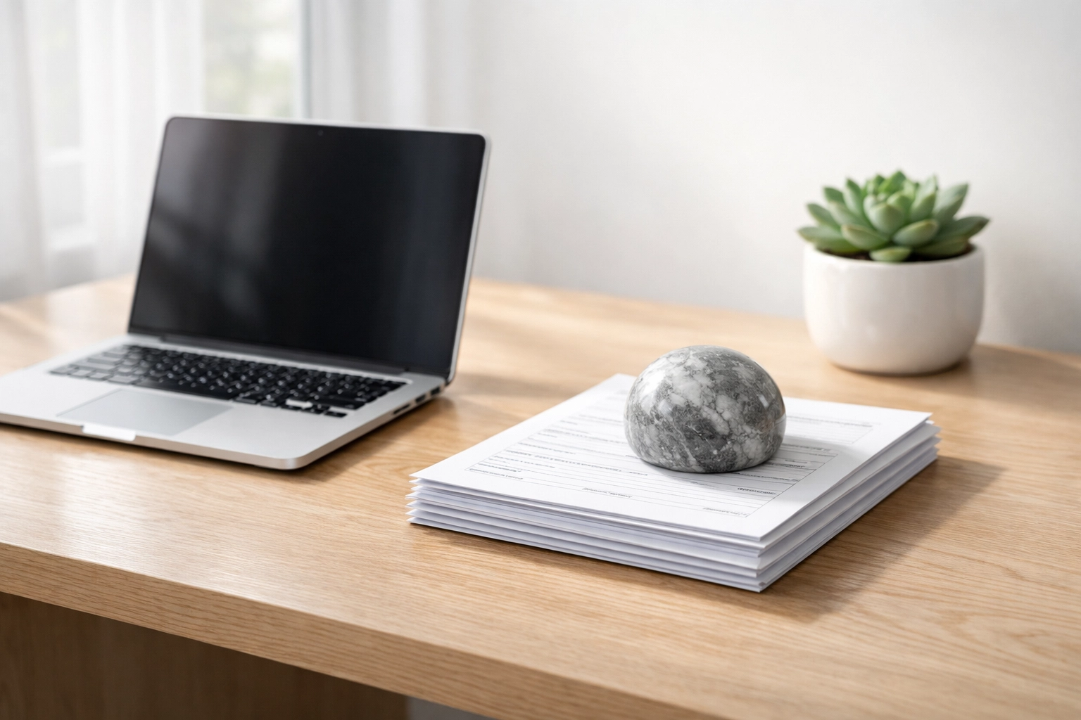 A laptop and a small stack of IRS tax forms on a desk, representing the new e-file threshold transition.