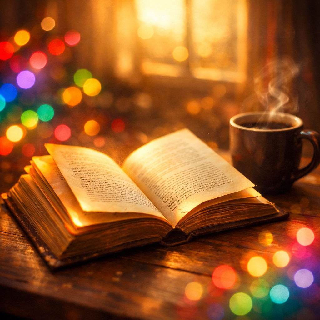 Open book with rainbow lights symbolizing unfinished gay love story and hope for single men