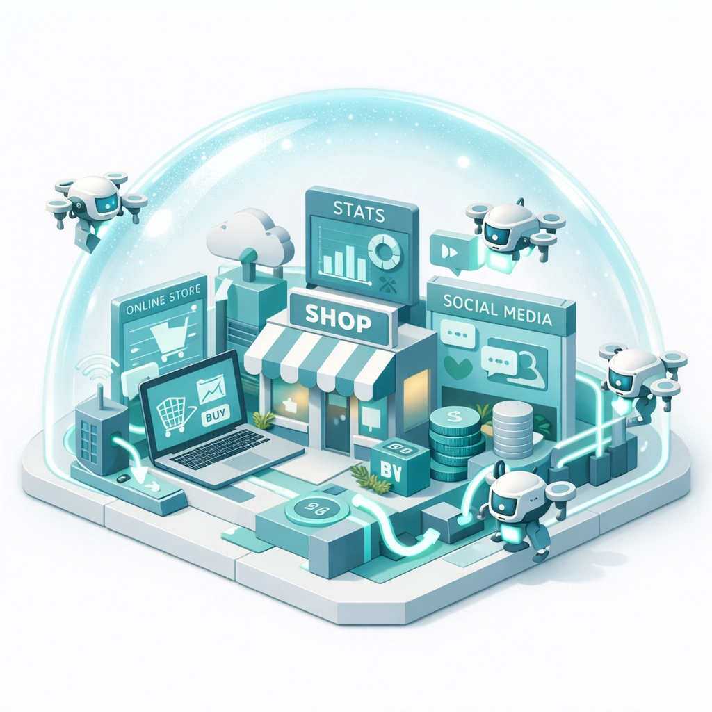 Isometric digital business hub illustrating the importance of website maintenance services.