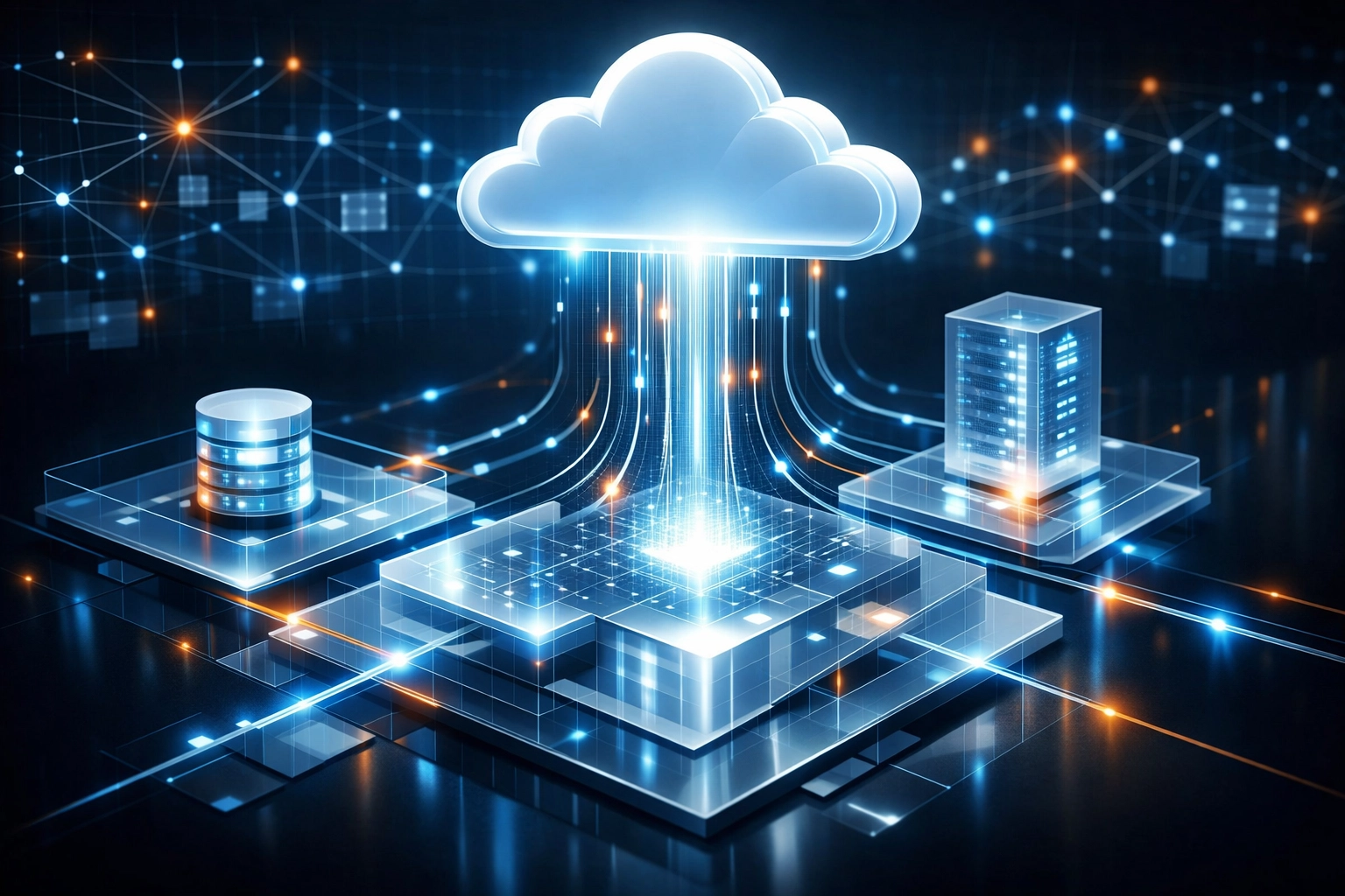 Cloud ERP infrastructure showing consolidated systems for state agencies