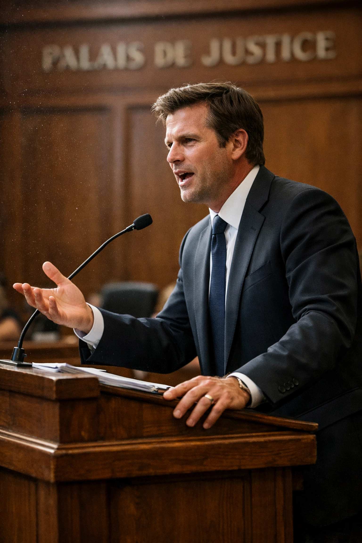 Montreal legal professional giving a presentation during the Bar of Montreal open house event.