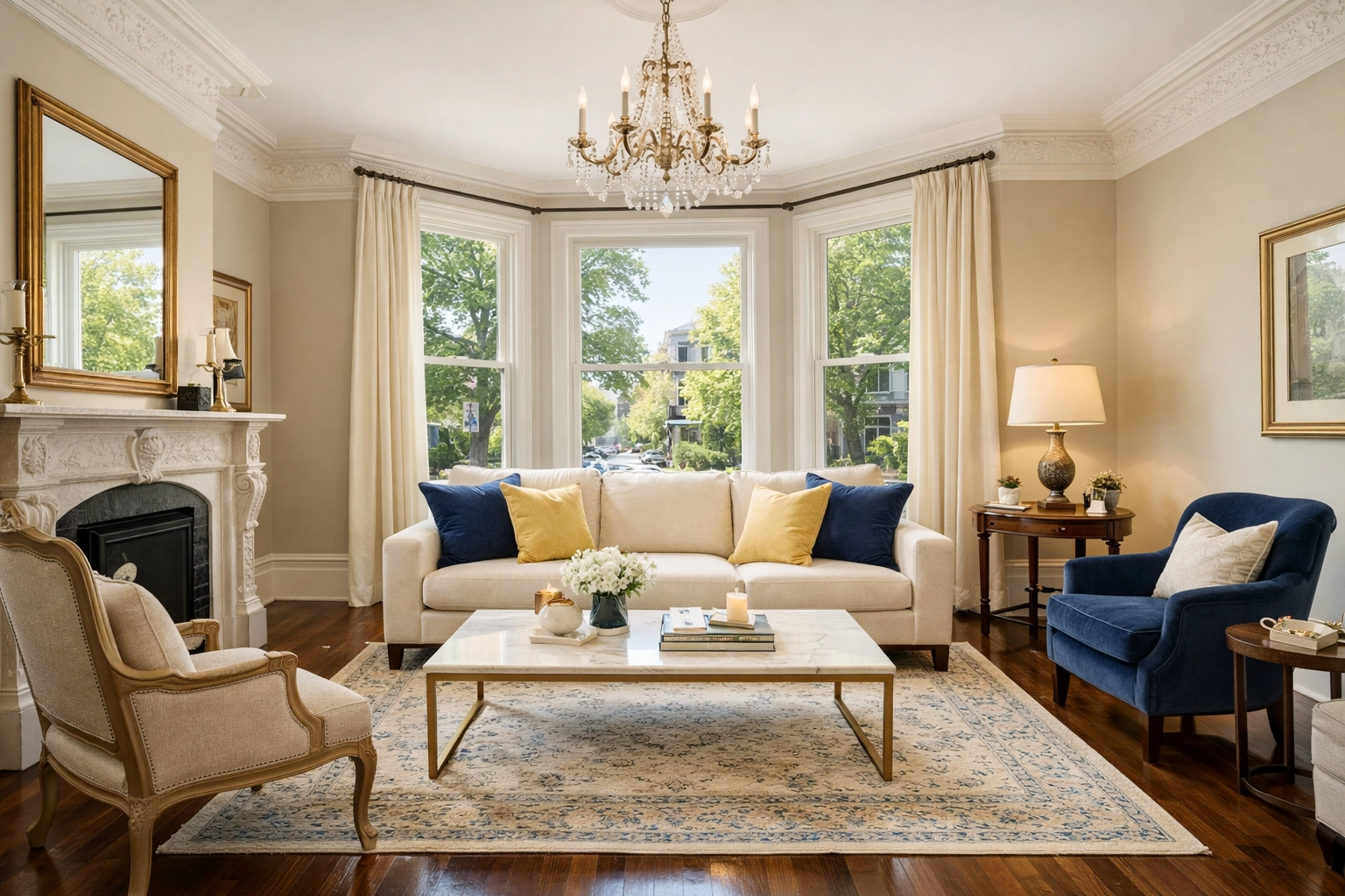 A spotless Victorian living room in Worcester showing the results of professional house cleaning Worcester MA services.