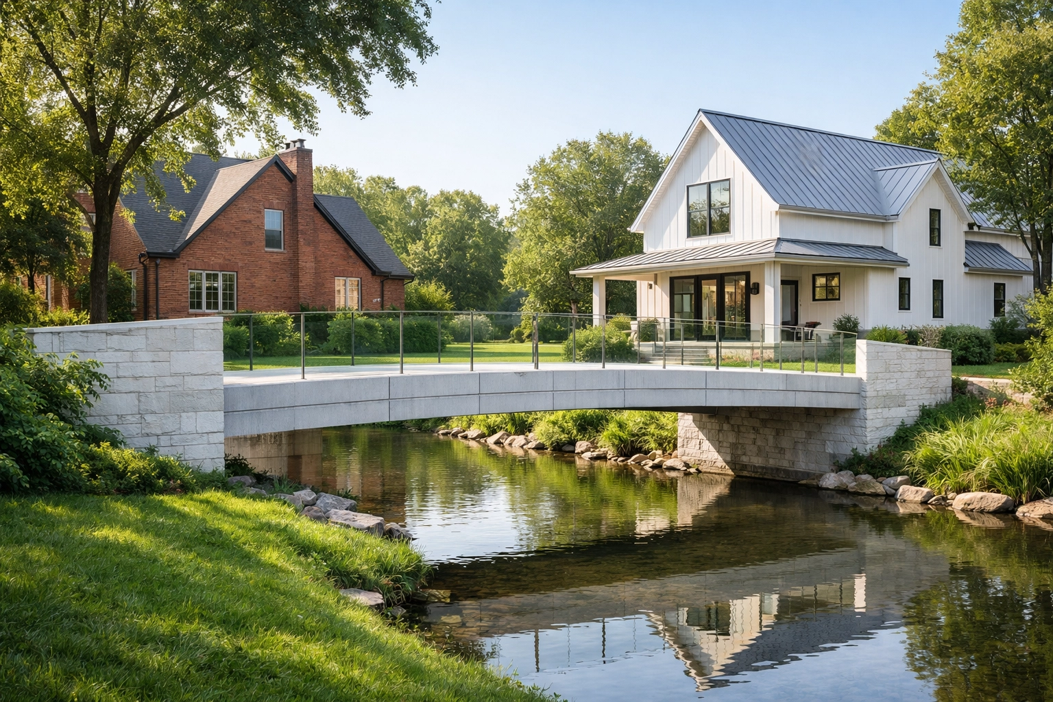 A bridge connecting properties in Oklahoma, representing bridge loan financing for real estate investors.
