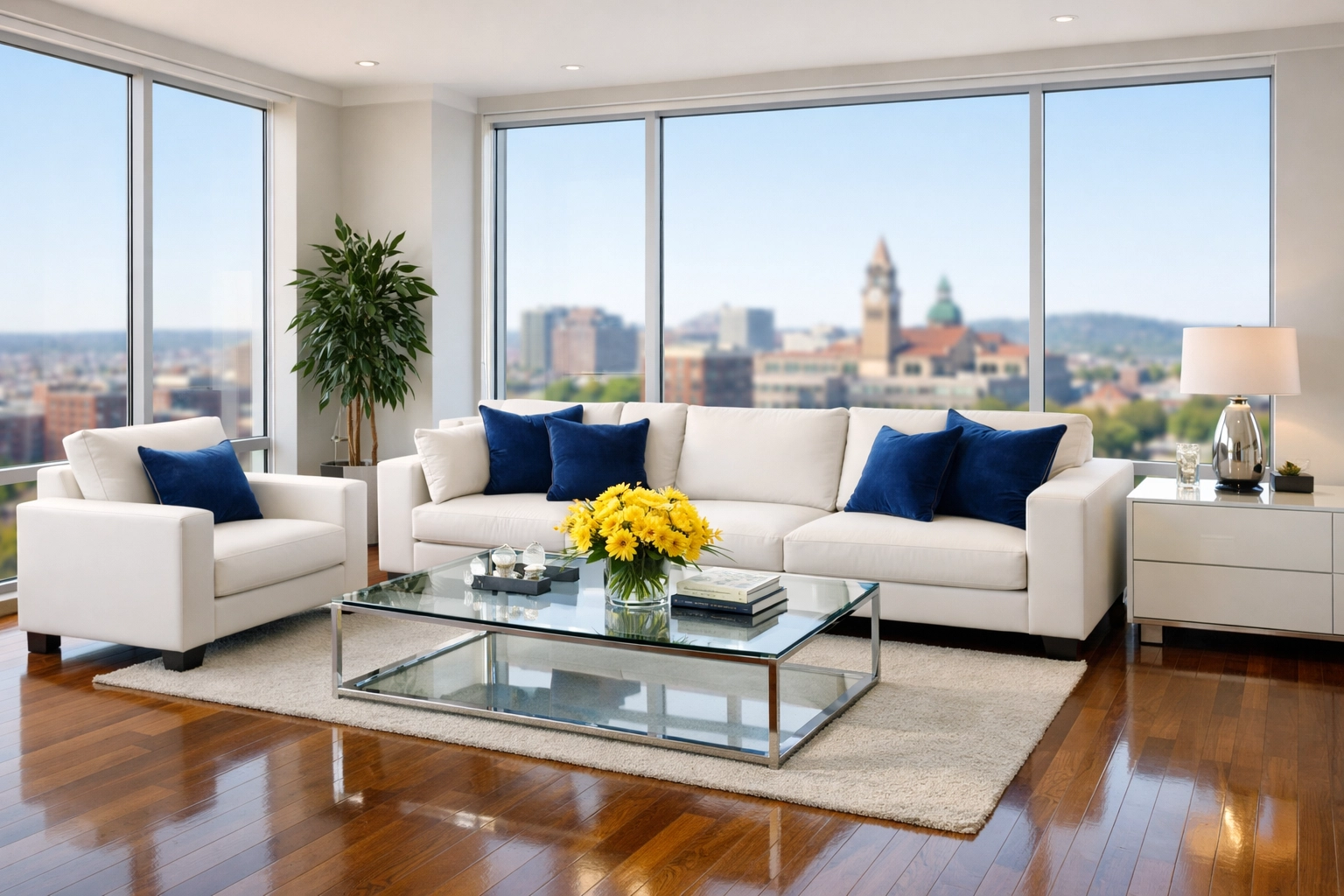 Spotless luxury living room achieving a Gateway Park level shine after deep cleaning Worcester.