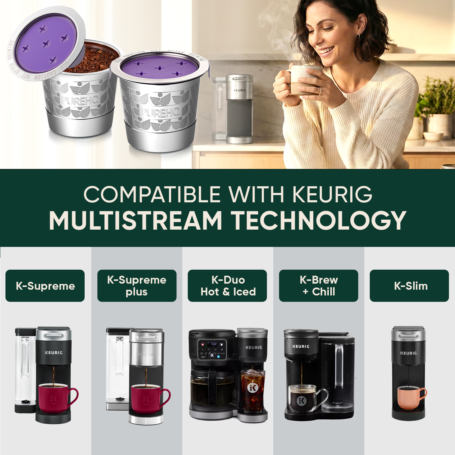 reusable coffee pod stainless steel compatible with multistream technology