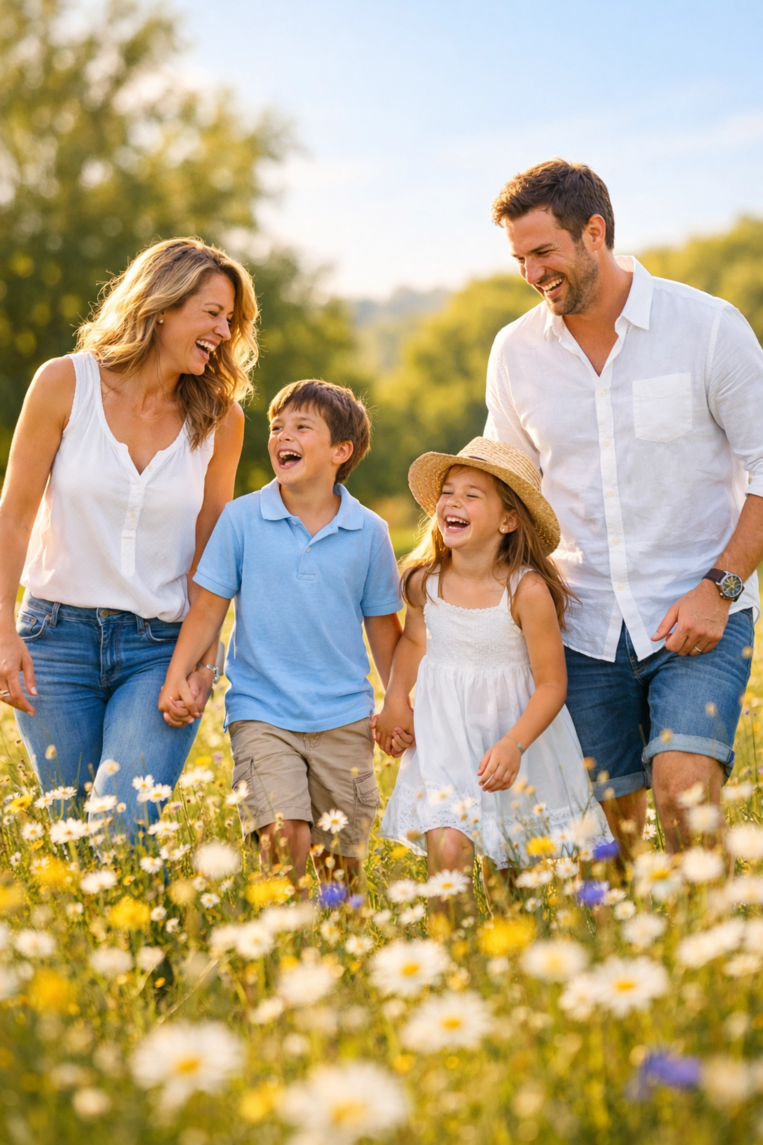 A happy Southborough family enjoying free time at a local park after house cleaning services.